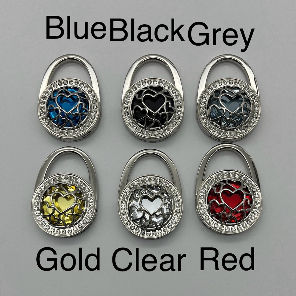 NAK Heart Lock Bag Charms - Blue, Black, Grey, Gold, Clear, Red
